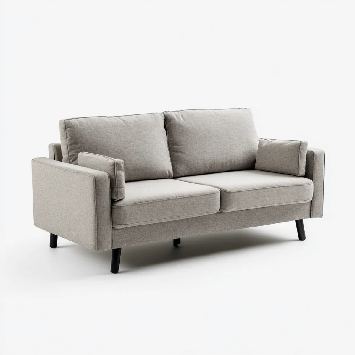 Canapé 2 places gris clair en polyester forme rectangulaire 160 x 88 x 85 cm